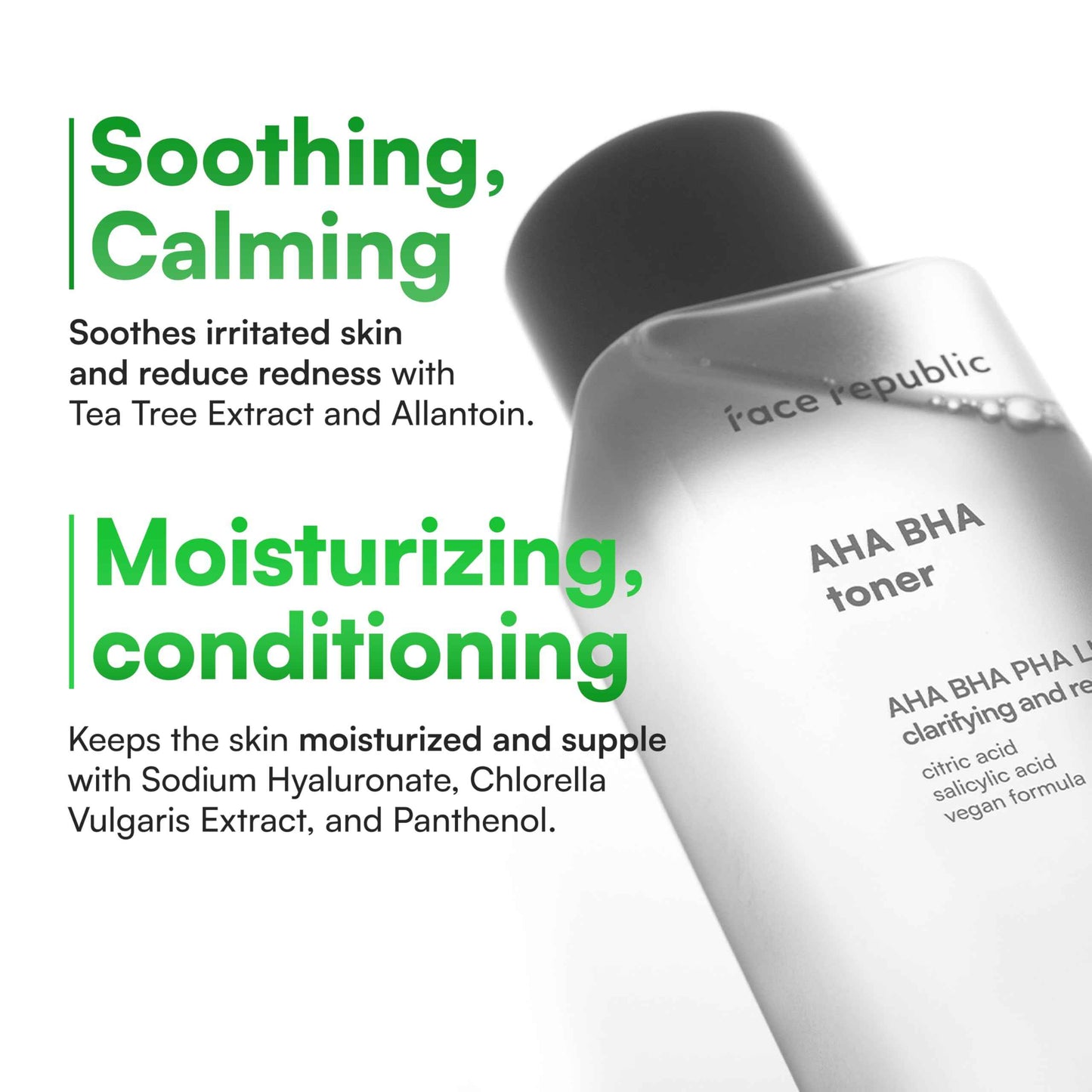 Face Republic AHA/BHA Toner 160ml 5.41 fl oz | Clarifying, Refining, Hydrating | Pore Care, Gentle Exfoliation | AHA BHA PHA LHA | for Oily, Sensitive Skin | Alcohol-Free | Vegan Korean Skincare
