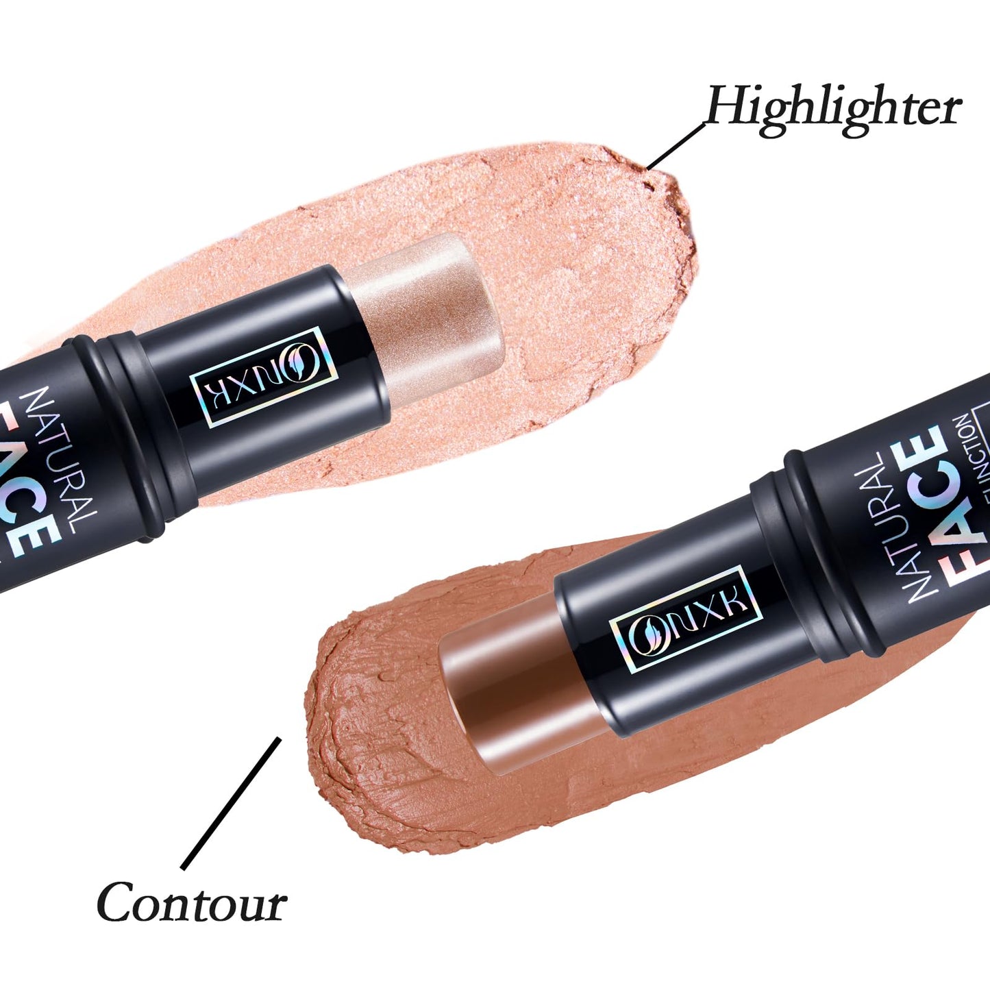 ONXK Highlighter Makeup Cream Contour Stick - Easy to Apply Natural Bronzer Stick & Blush Stick Non-greasy & Waterproof Blush for Cheeks Face Beauty Makeup Kit(Including Makeup Blush)
