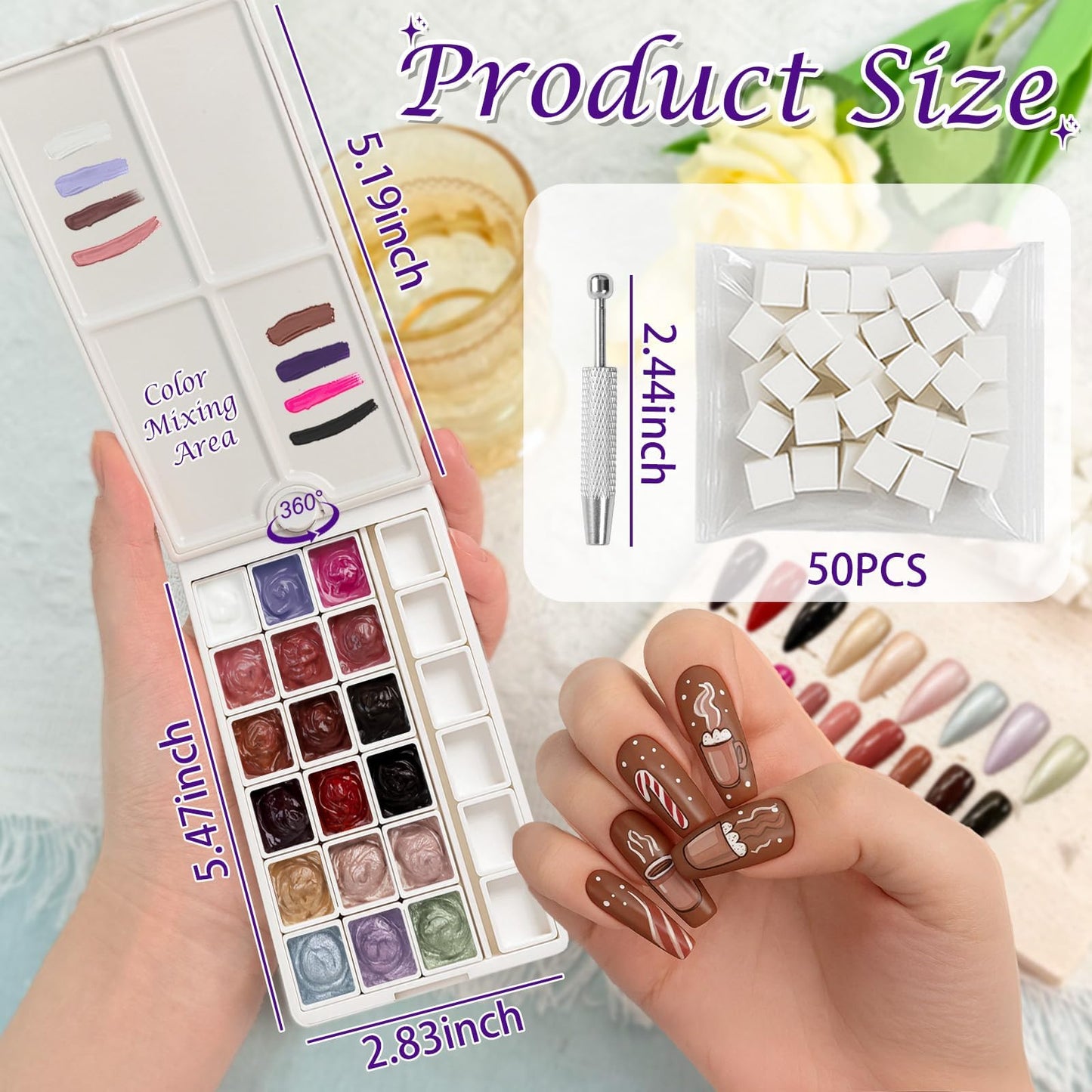 GJYUQHUA 18 Colors Patting Gel Polish & Tools Kit - Pat Pat Gel Polish Palette for Ombre Nails，UV/LED Cured Gradient Blooming Manicure Kit DIY with Nail Sponges & Tools
