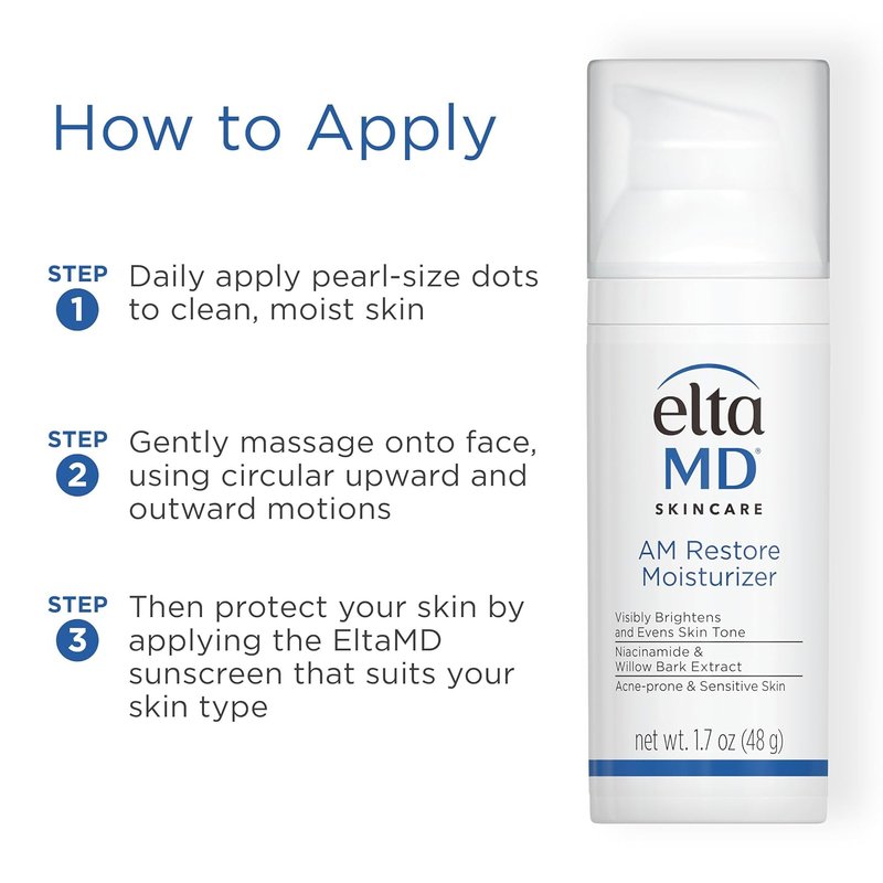 EltaMD AM Restore Face Moisturizer - Lightweight Cream with Niacinamide & Hyaluronic Acid | For All Skin Types