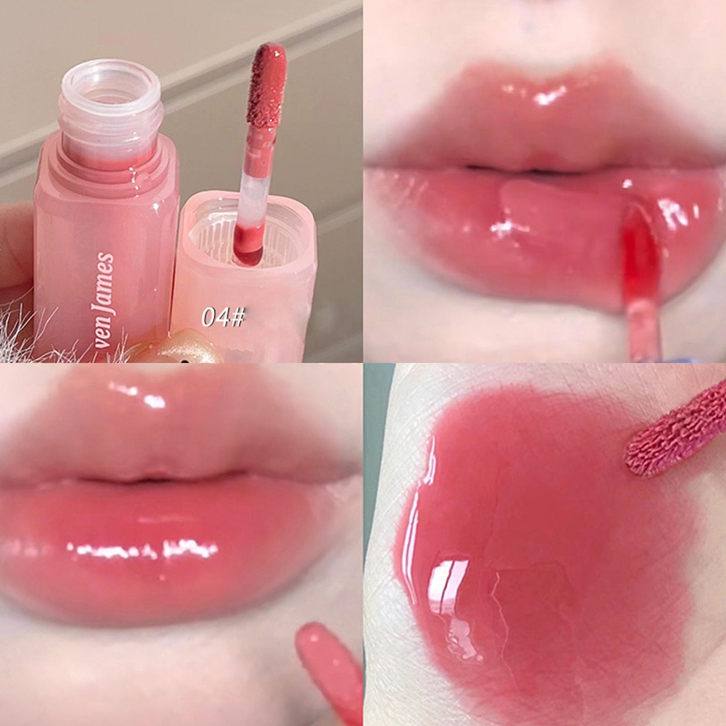DENESTUP 4 Colors Hydrating Lip Gloss Set, Jelly Liquid Lipstick Shine Glass Finish Smooth Soft Moisturizing and Glossy Lip Gloss Pink Lipgloss Lip for Women