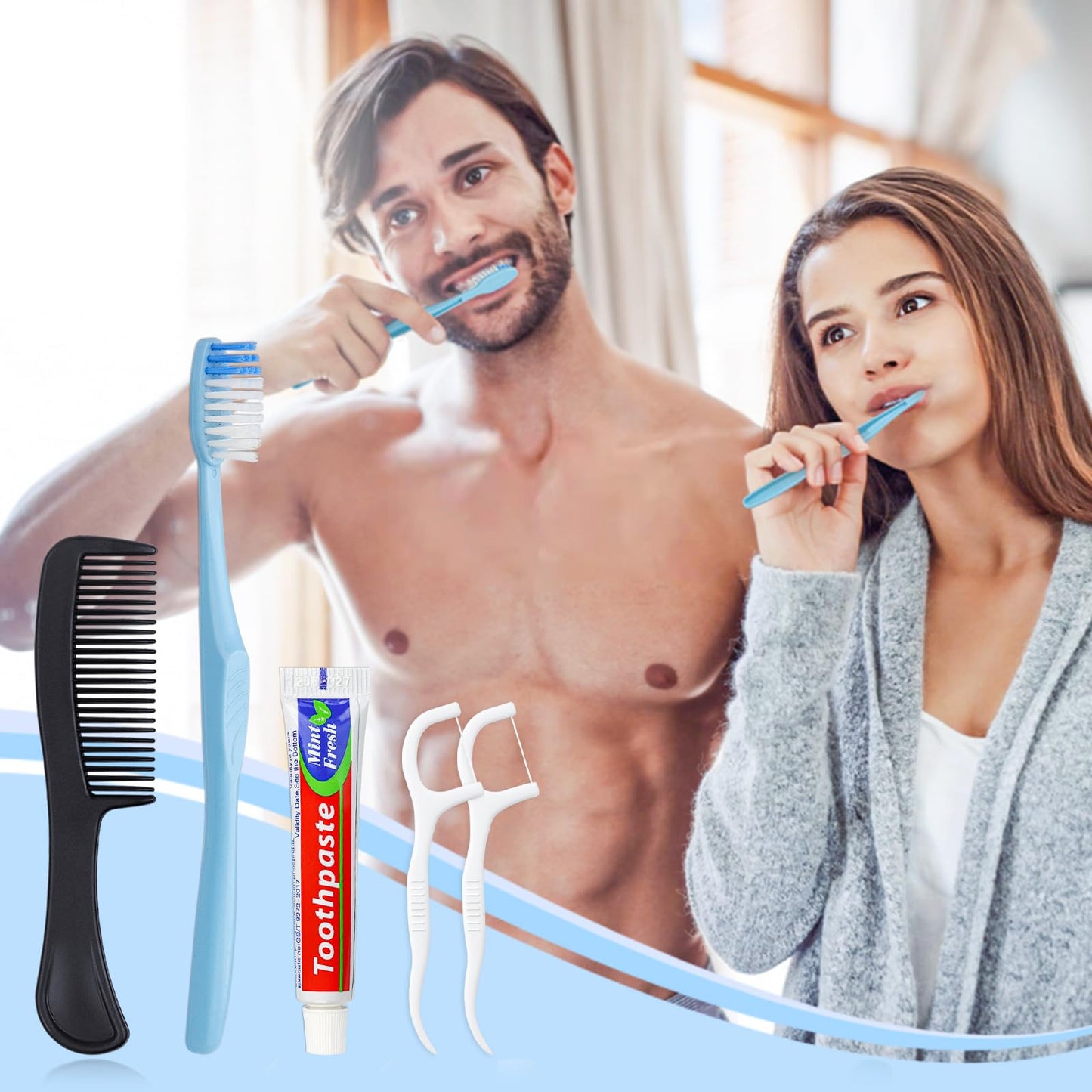 20 Sets Disposable Toothbrushes with Toothpaste Floss Comb Individually Wrapped, Disposable Toothbrush Bulk, 10g Toothpaste,Dental Floss,6in Comb Bulk Toothbrush Kit for Homeless,Airbnb,Hotel