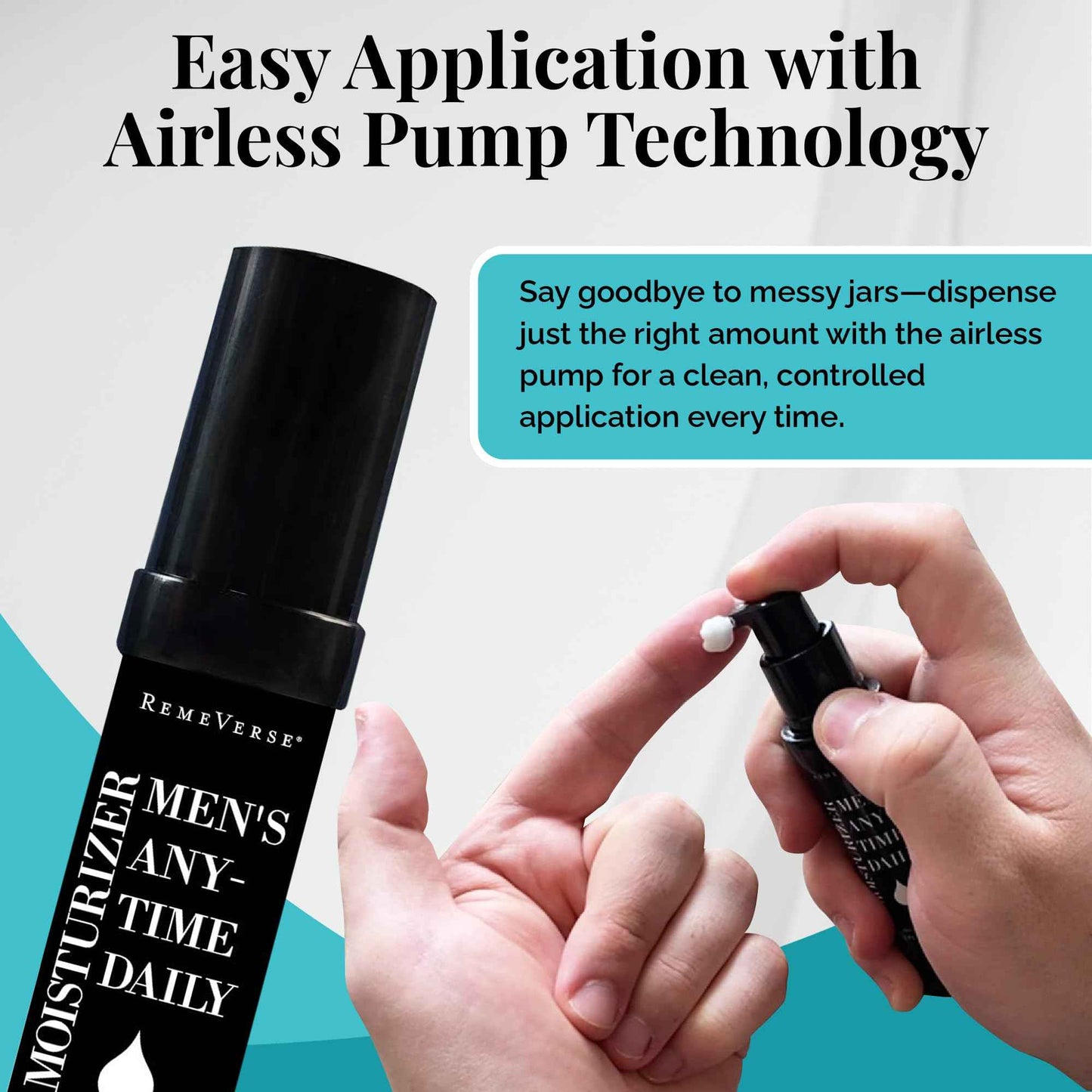 RemeVerse Men’s Anytime Daily Moisturizer with Hyaluronic Acid, Peptides, Vitamins C & E, Collagen, Green Tea - Smoothes & Hydrates Skin, Fragrance-Free, Water-Based, Youthful Care Formula - 15ml