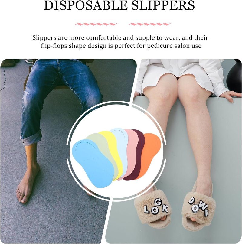 Disposable Pedicure Slippers - 12 Pairs Lightweight EVA Flip-Flops for Spa & Home Use | Comfortable & Stylish