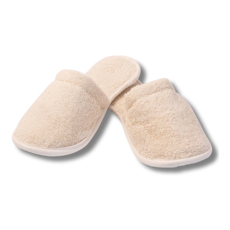 Eco Bath London Natural Toweling Slippers - GOTS Certified 100% Organic Cotton, Ultra Soft Machine Washable Spa Slippers for Bath and Home, Non-Slip Sole, Eco Friendly Unisex Gift (S)