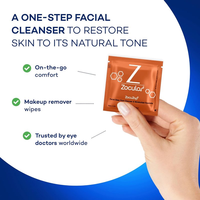 Zocular Face Wipes - Moisturizing Makeup Removal & Gentle Exfoliation with Natural Okra Complex | 15 Count