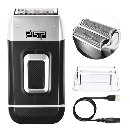 DSP Electric Razor for Men - 2 in 1 Bald Shaver with 2 Foil Head and Precision Trimmer - Rechargeable 3-Speed Barber Shaver with LED Digital Display (Silver)