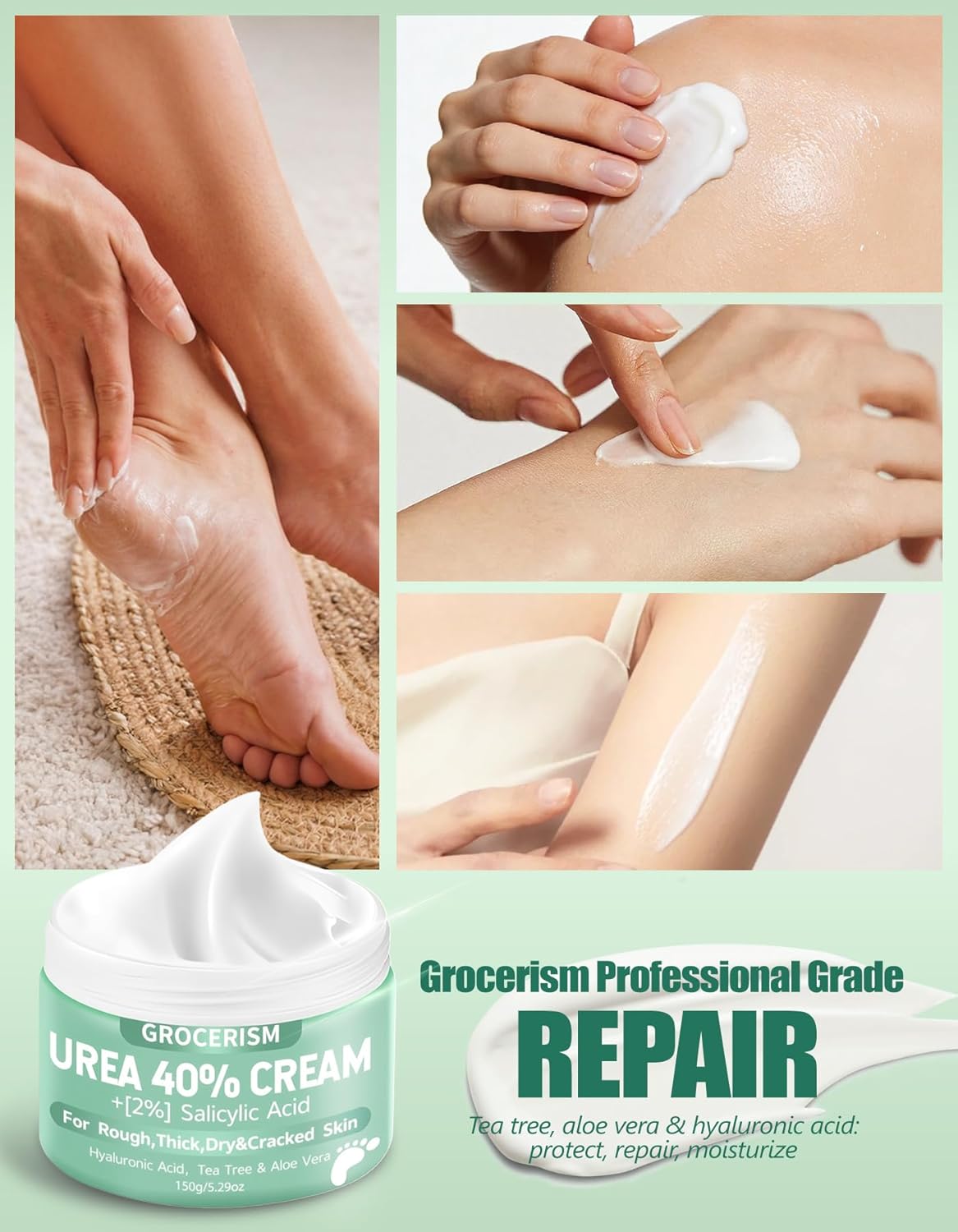 Urea Cream 40% with Salicylic Acid - Maximum Strength Foot Cream | 5.30 oz, Deep Moisturizing with Hyaluronic Acid & Aloe Vera