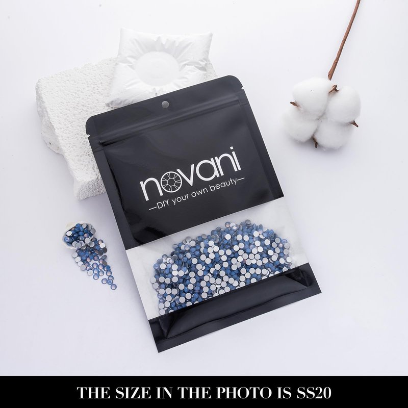 Novani 3000 Pieces Flatback Rhinestones Glass Round Gems Blue Opal Crystals for Nail Art DIY Crafts Clothes Shoes,SS20,4.6-4.8mm