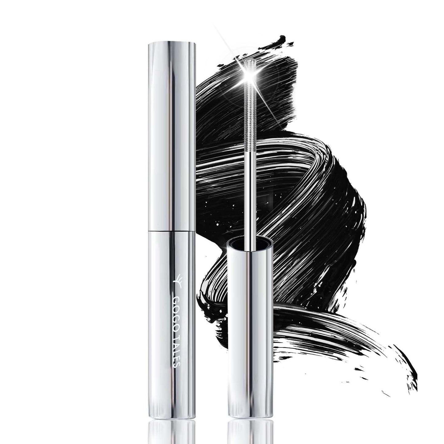 Black Washable Metal Mascara Wand, Waterproof Iron Wand Mascara for Thin Short Sparse Lashes, Natural Length Slim Volume Buildable Formula, Separated Lashes, Long Lasting Smudge-Proof No Flaking Tint