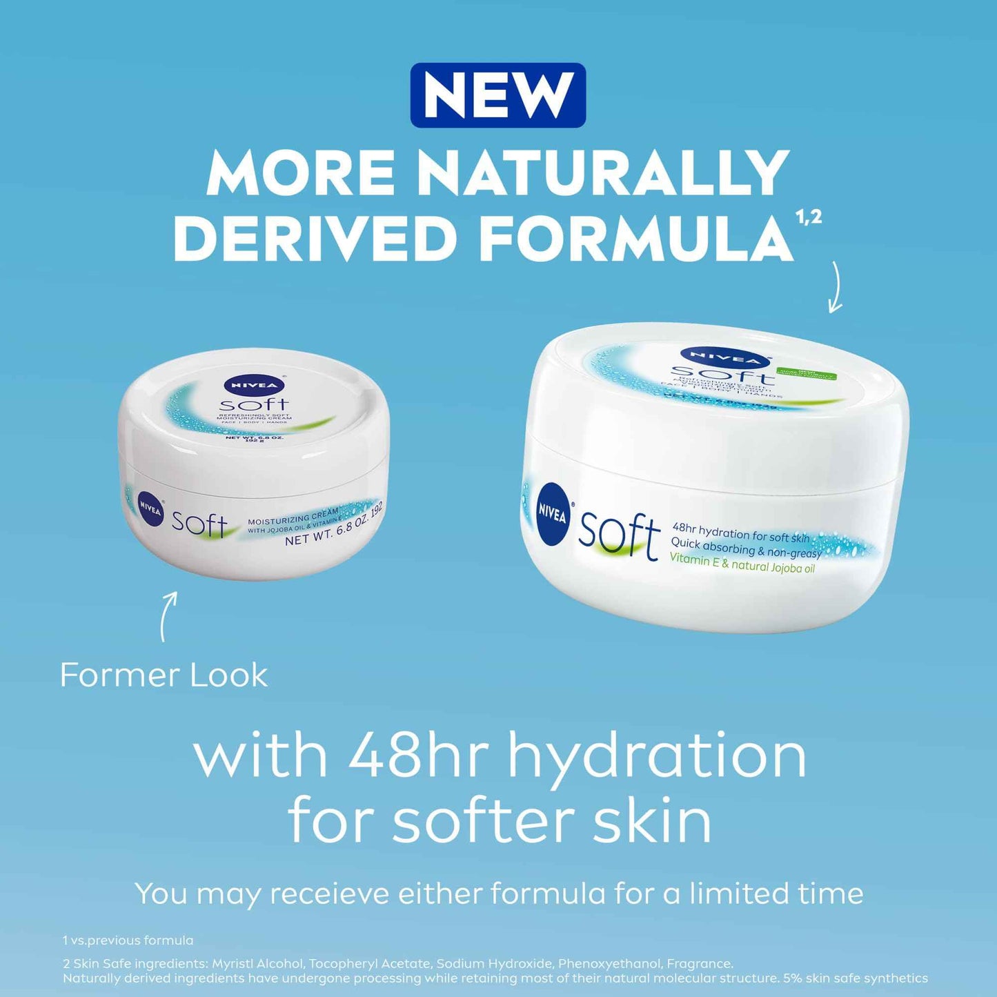 NIVEA Soft Refreshingly Soft Moisturizing Cream for Face, Body and Hands, Lightweight, Non-Greasy, 48-Hour Body Moisturizer with Jojoba Oil and Vitamin E, 6.8 Oz Jar, Pack of 3