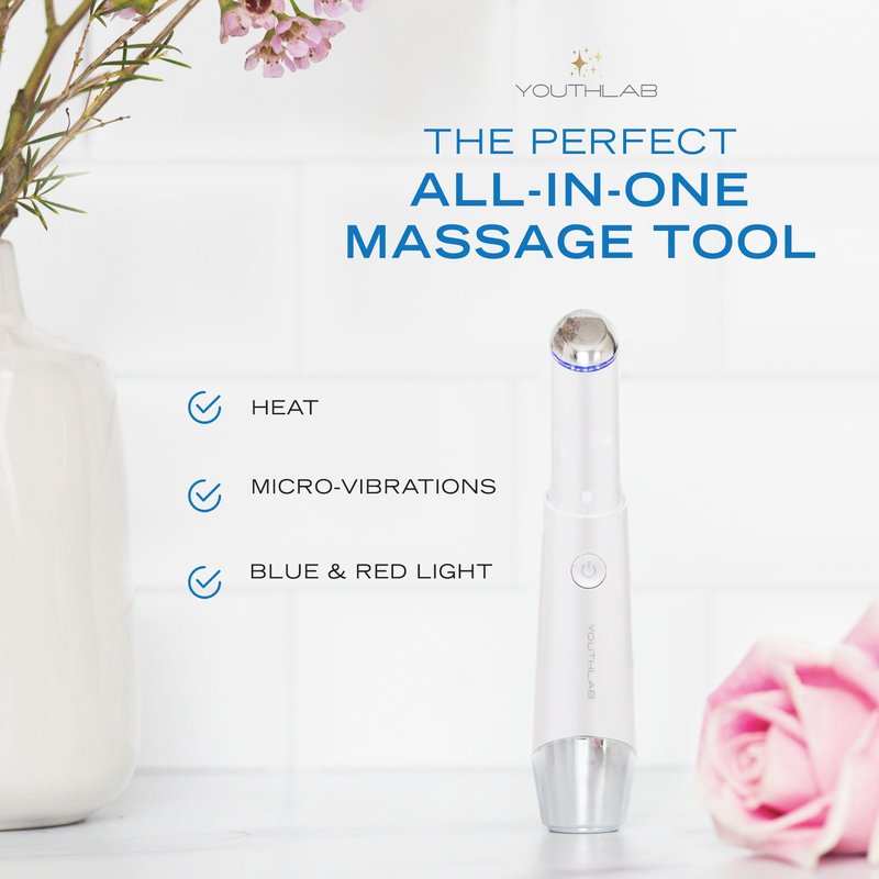 YOUTHLUX Heated Eye Wand - Eye & Face Massager Tool with Vibration | Tired Eyes, Brighter Under Area, Redness Relief, Product Absorption, Smoother Skin & Relaxing Massage | Rose Gold