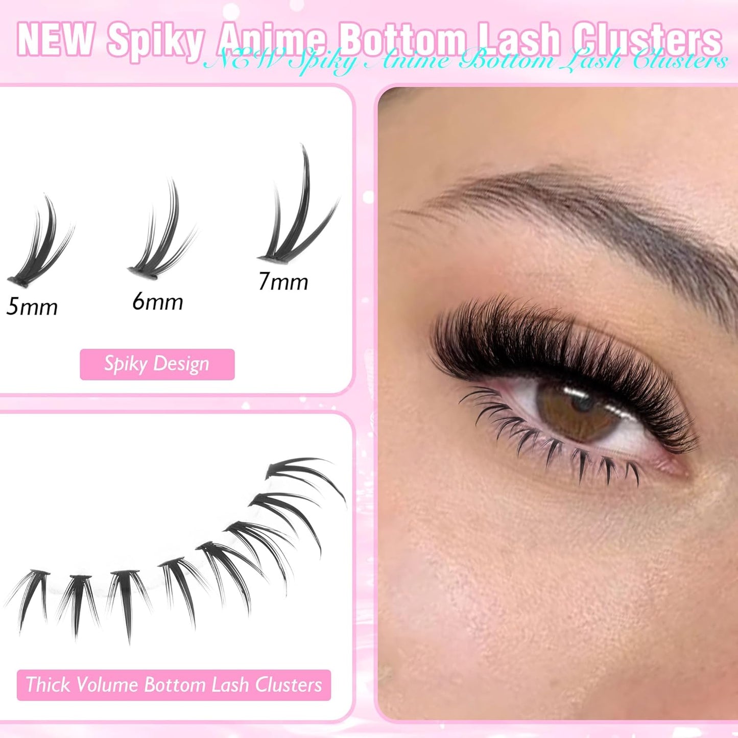 Winifred Bottom Lash Clusters Thick Volume Lower Lash Extension DIY Individual Lashes Bottom Clusters Lashes for Cluster Eyelash Extensions (168pcs)