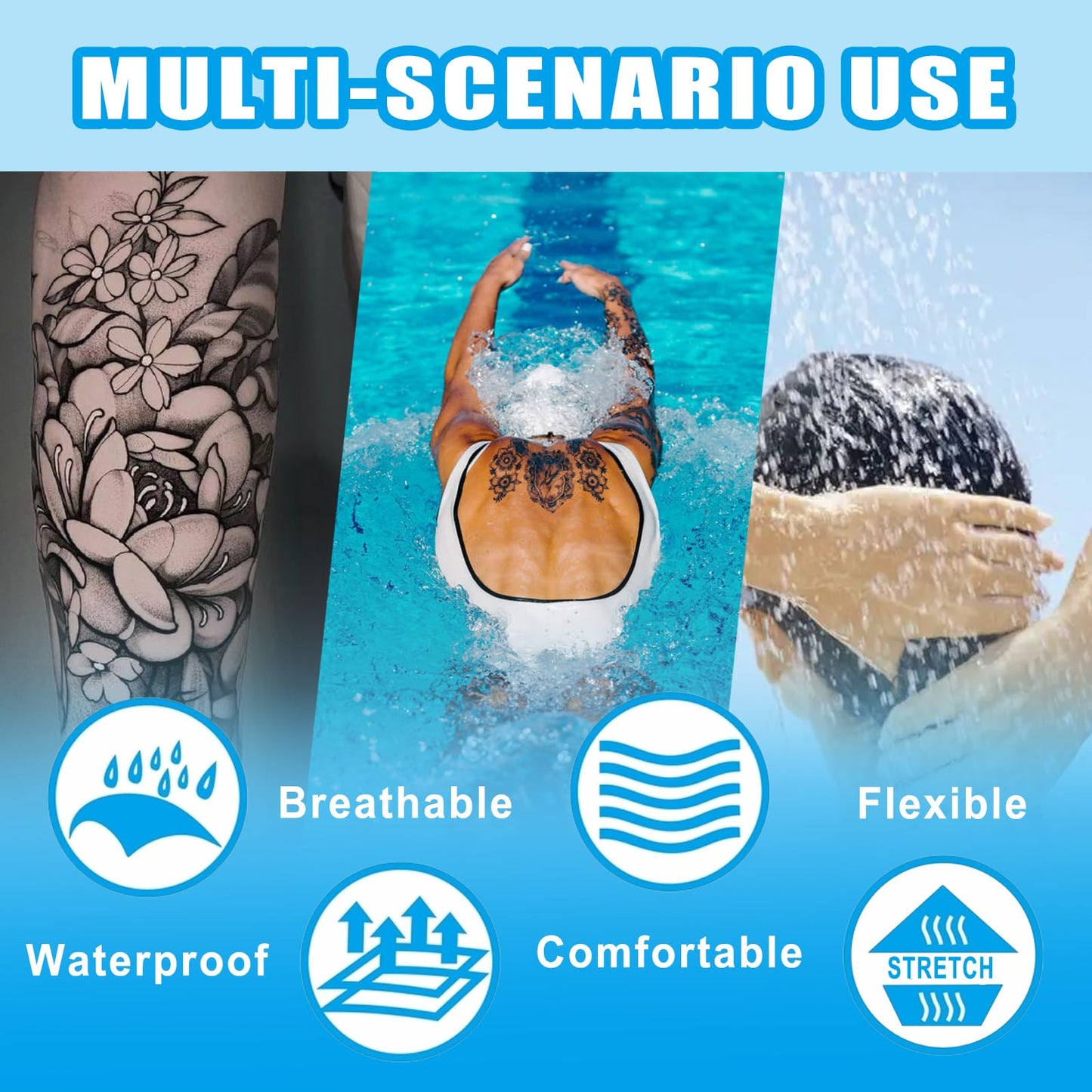 Tattoo Aftercare Bandage, 4in x 11yard Second Skin Tattoo Cover Waterproof Tattooing Cover Up Patch Transparent Tattoos Healing and Protection Film Recovery Derm Shield