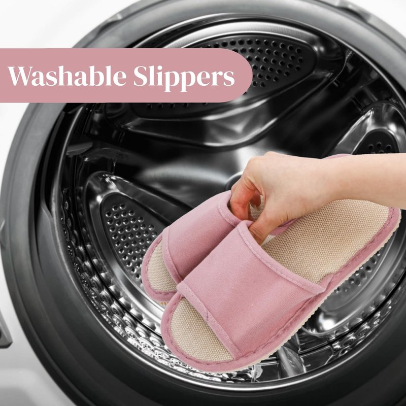 Eorbow 10 Pack Washable House Slippers for Guests, Disposable Open Toe Indoor Slipper, Non-slip Spa Slippers Bulk with Thick Sole for Party, Travel, Hotel, Bathroom, Bedroom, Unisex Universal Size