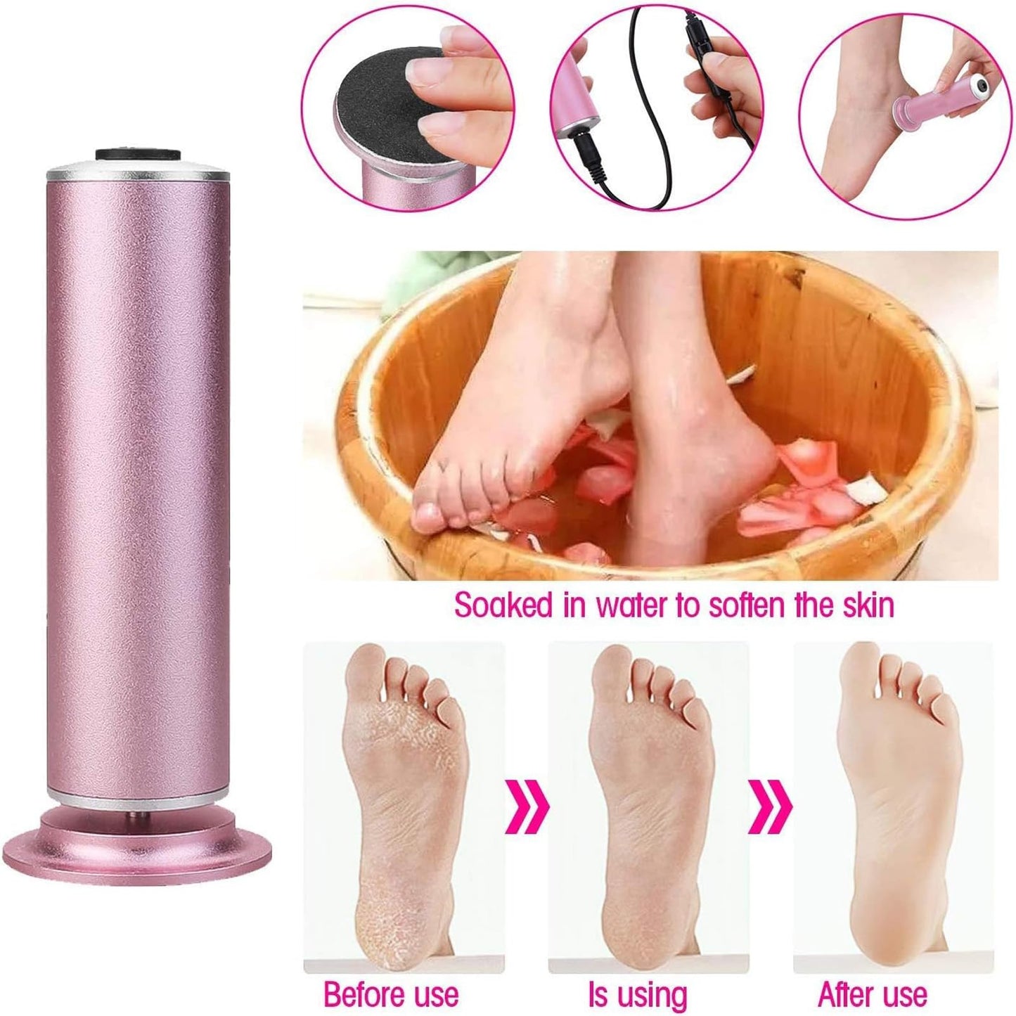 Ravifun Electric Foot File Callus Remover, Professional Calluses Remover for Feet with 60pcs Sandpaper Discs, Adjustable Speed Control Pedicure Tool for Men Women Dead Dry Cracked Hard Skin