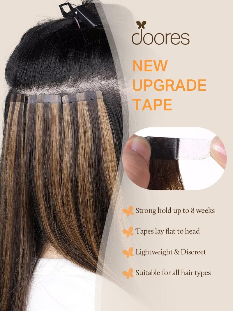 DOORES Tape in Hair Extensions, Dark Brown to Chestnut Brown 10 Inch 30g 20pcs, Tape in Hair Extensions Human Hair Remy Straight Hair Real Natural Hair for Women