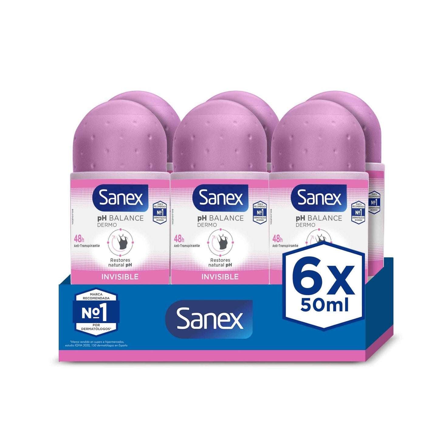 Sanex Deodorant Roll On Dermo Invisible 50 ml 6 Pack