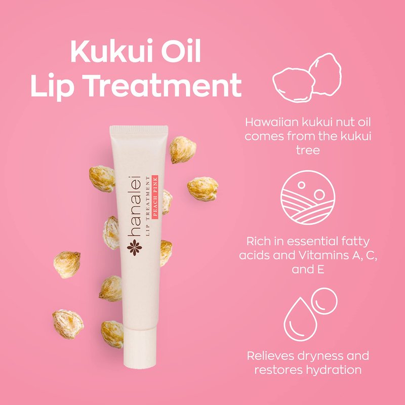 Hanalei Lip Treatment Bundle (Peach Pink and Rose) | Made with Kukui Oil, Shea Butter, Agave, and Grapeseed Oil, Soothe Dry Lips (Cruelty free, Paraben free)