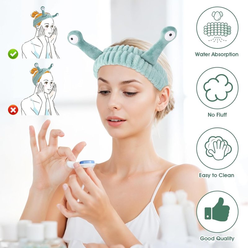 Cartoon Cute Flannel Headbands for Washing Face - 10PCS Spa Hair Accessories | Palm & Snail Designs