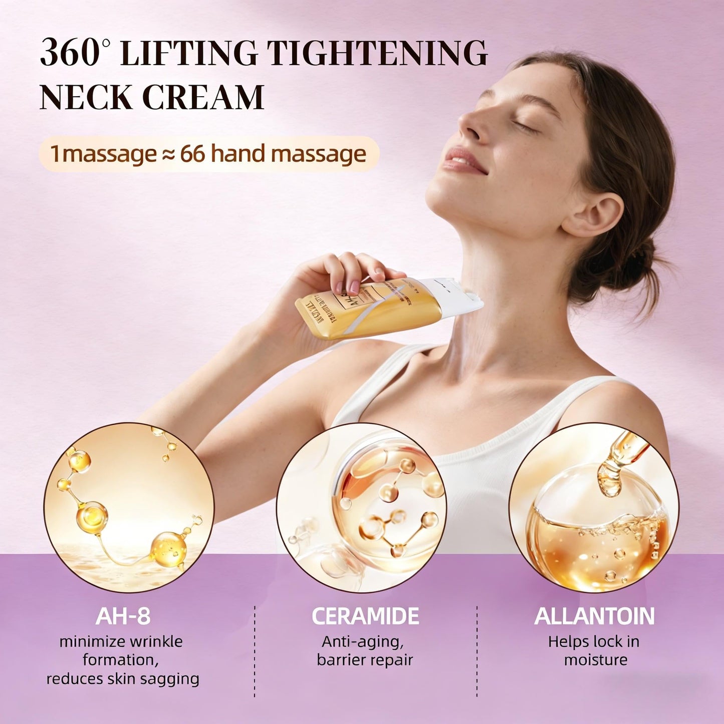 YCQQPRO AH-8 Firming Neck-Eye Cream Bundle, Tightening & Revitalizing Set, Electric Massage Eye Cream with Red Light, Firm Smooth of Eye Fine Lines, Anti-Wrinkle Deep Moisturizing Skincare