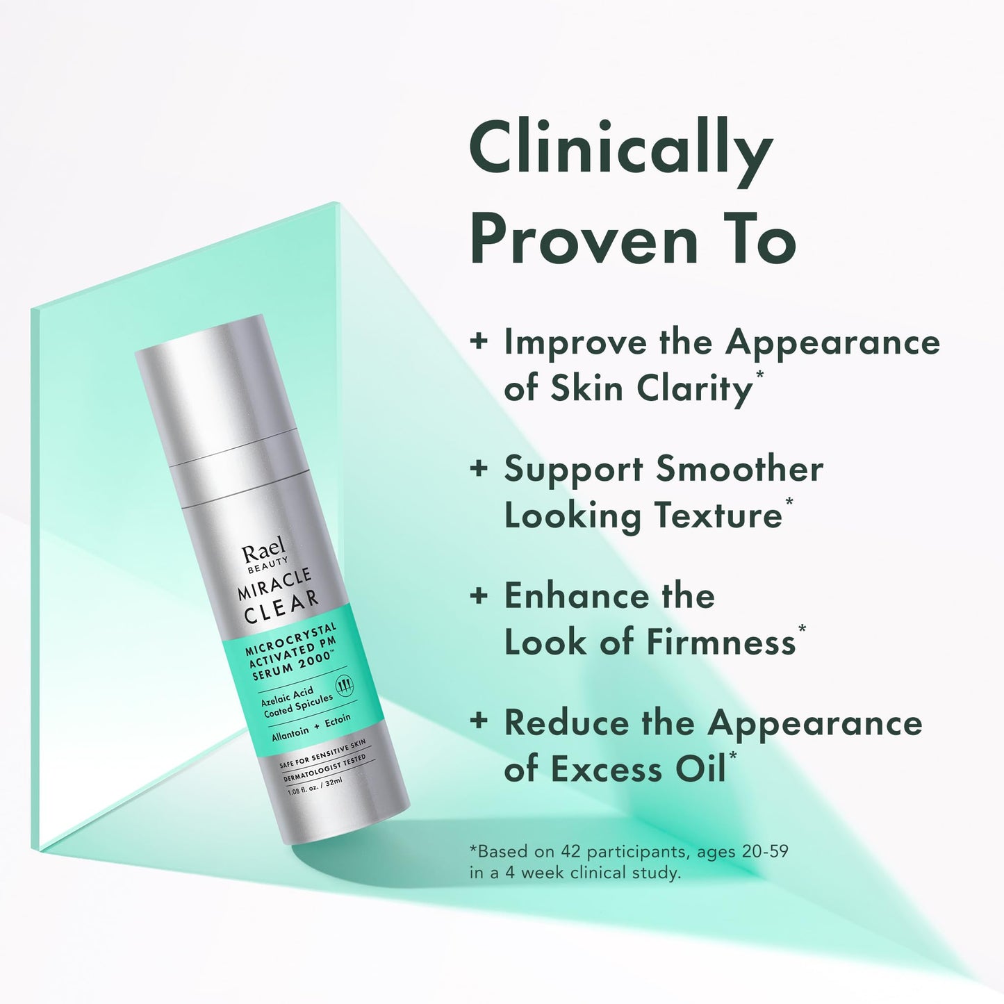 Rael Microcrystal Serum, Miracle Clear PM 2000 – Azelaic Acid for Face, Pore Minimizer, Hydration, Korean Skin Care (1.08 fl oz)