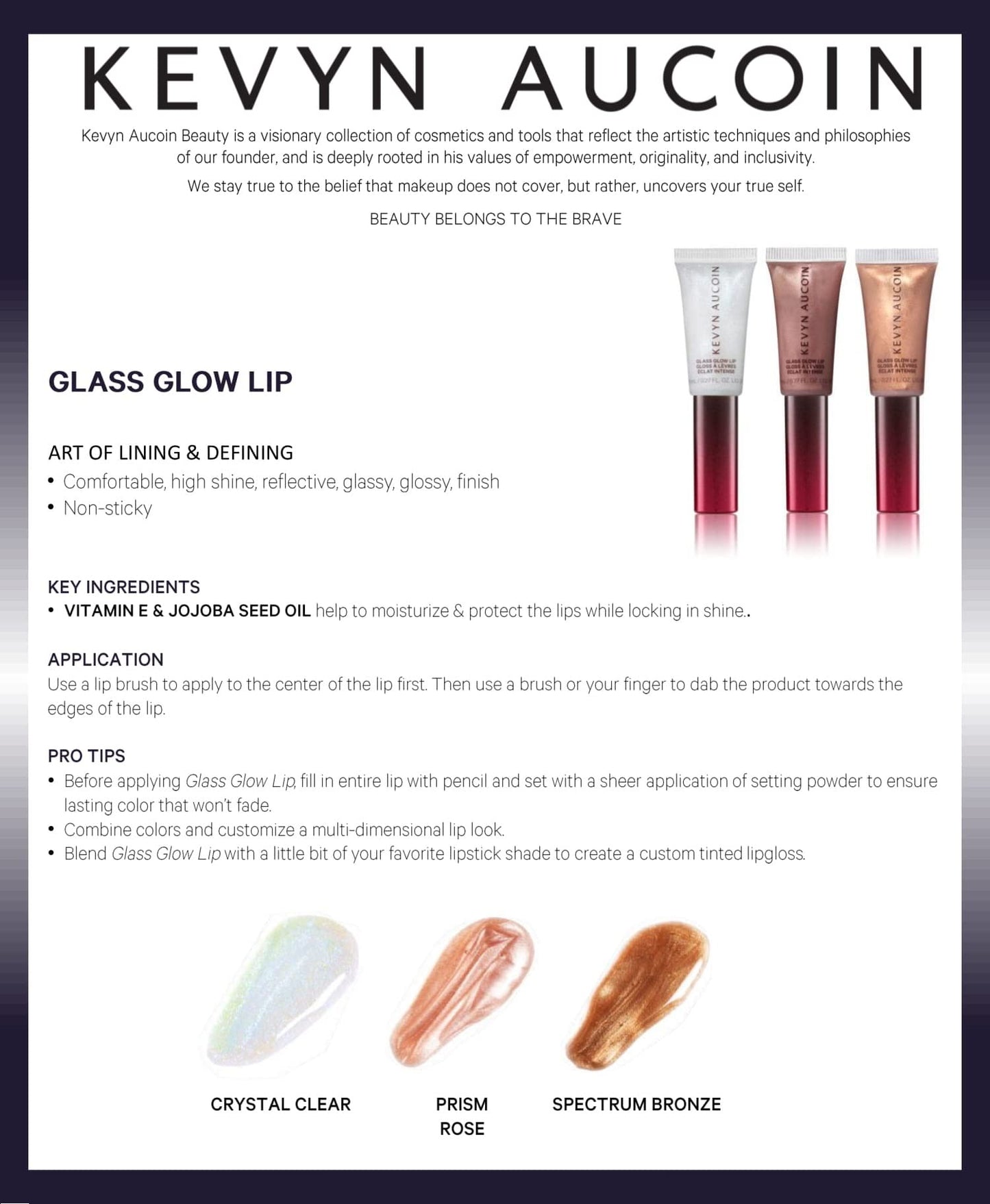 Kevyn Aucoin Glass Glow Lip, Crystal Clear: Multi-purpose lip gloss highlighter. 3D reflective glaze, comfortable wearing, non-sticky. Moisturize, protect, lock in shine. Makeup artist go to.