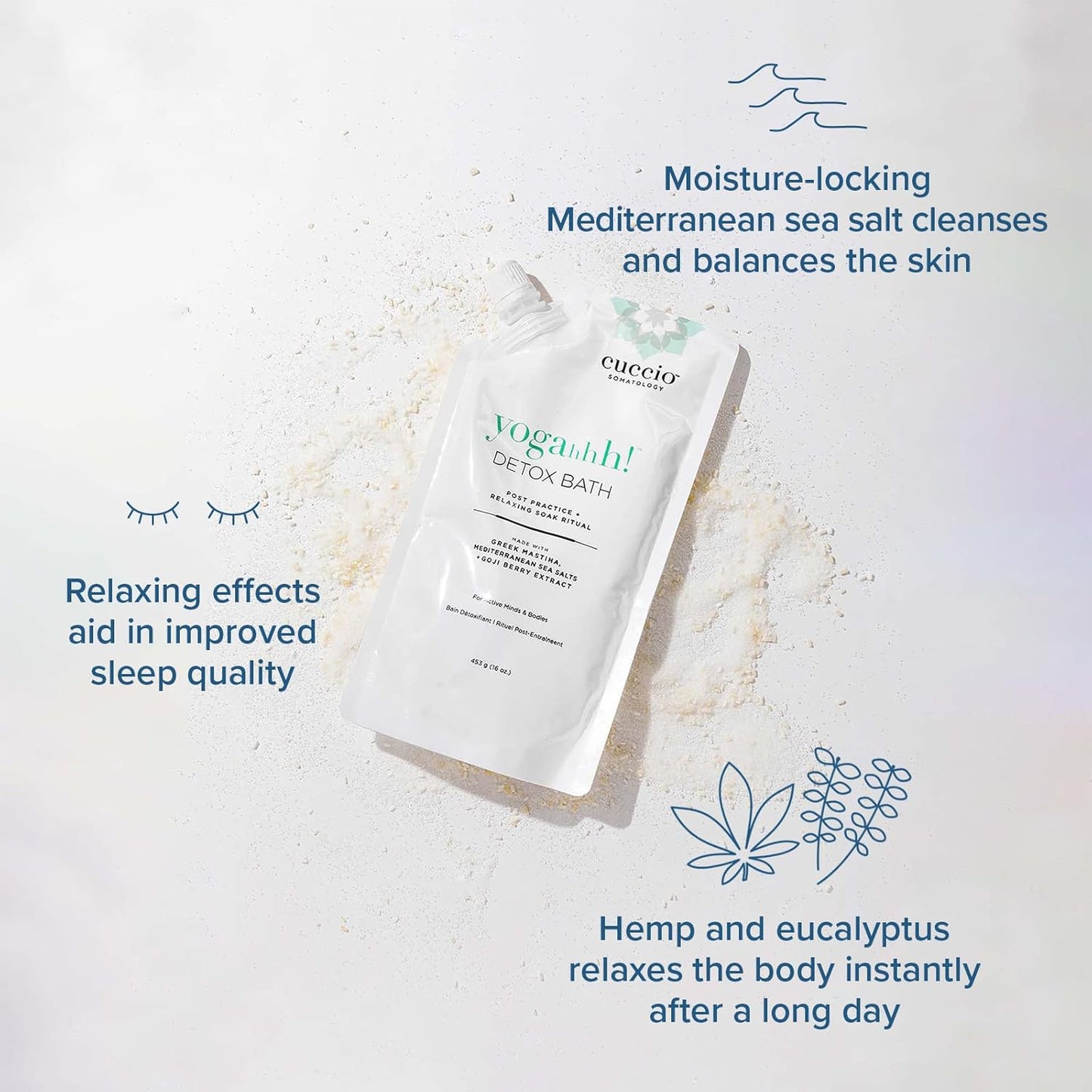 Cuccio Somatology Yogahhh! Detox Bath Soak - Relaxing Epsom Salts with Goji Berries & Eucalyptus | 16 oz