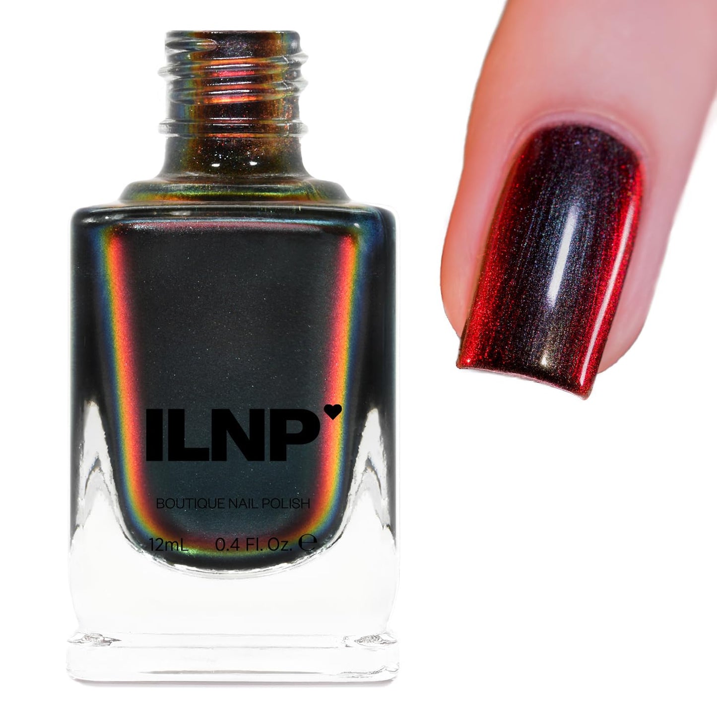 ILNP Eclipse - Black to Red Chrome Nail Polish, Color Changing Multichrome, Red and Black Nail Polish, Non-Toxic, Vegan