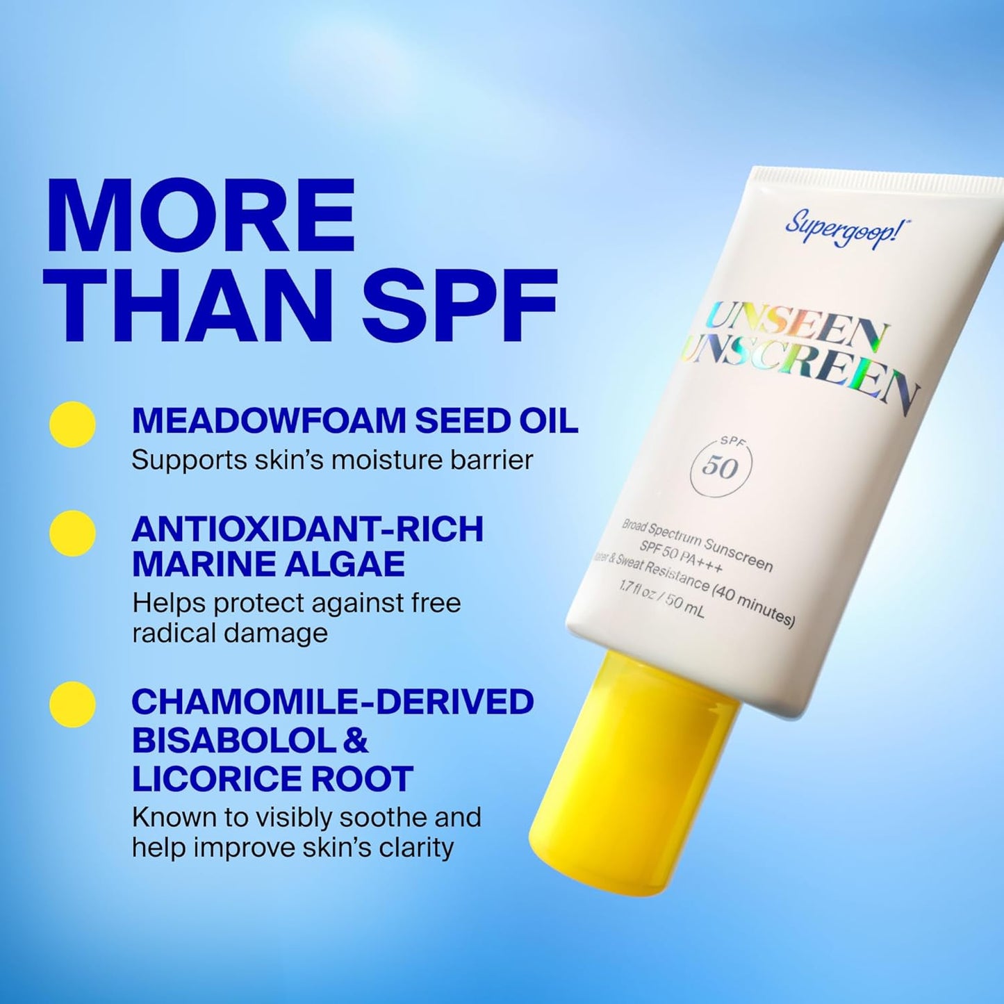 Supergoop! Unseen Sunscreen - Clear Invisible Face Sunscreen + Makeup Primer | Weightless Oil-Free Formula for All Skin Types