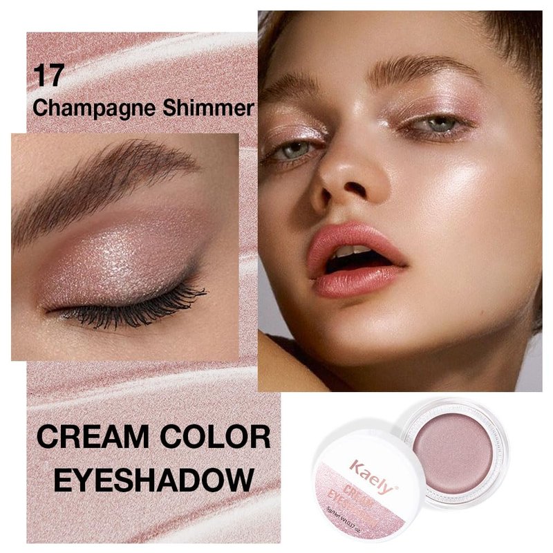 Single Cream Eye Shadow Palette - Champagne Shimmer Metallic | High Pigment Waterproof for Mature Skin