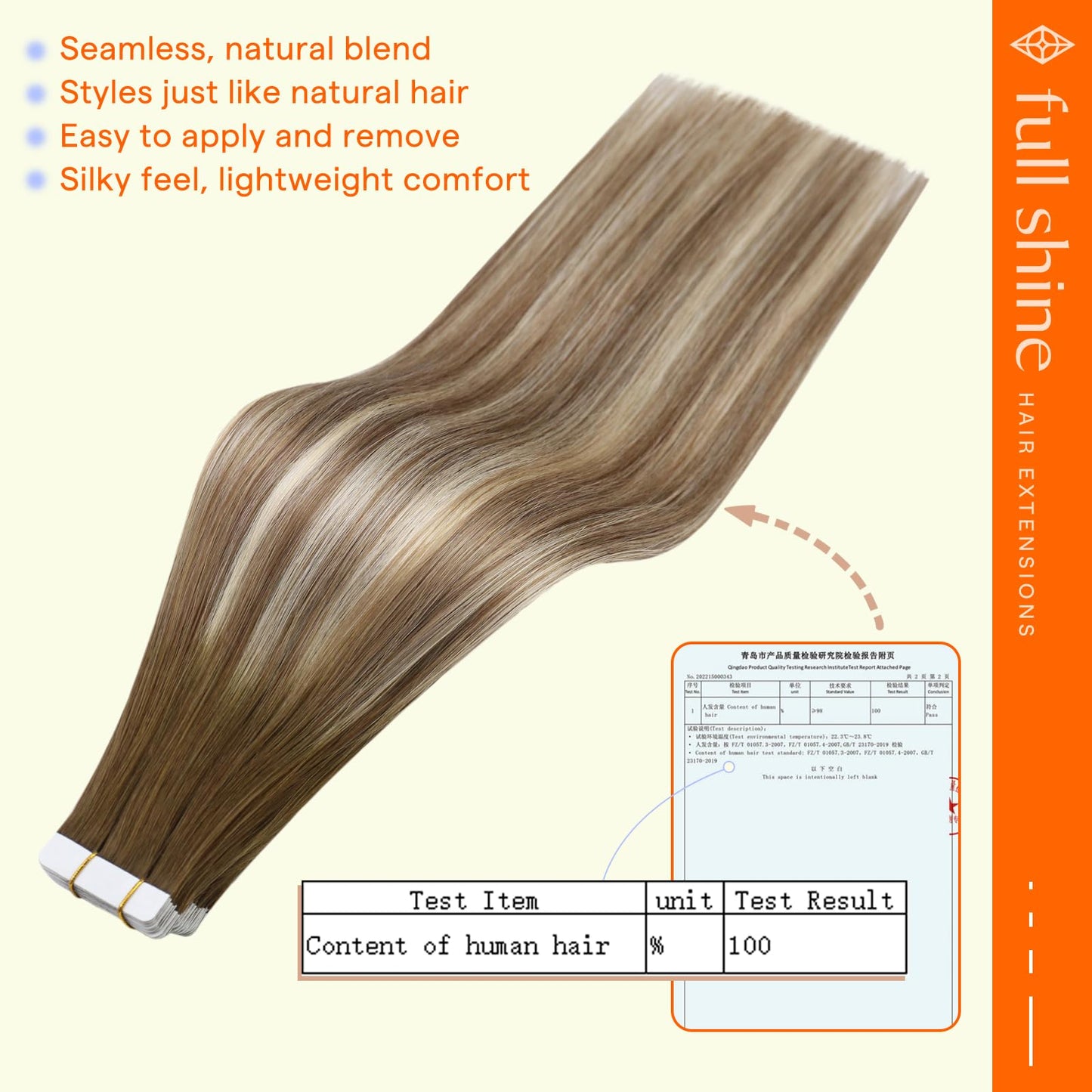 Full Shine Tape in Hair Extensions Human Hair 18 Inch Hair Extensions Tape in Color Dark Brown 3 Fading to 8 and 22 Tape in Hair Extensions 20Pcs 50Grams Balayage Tape Extensions For Women
