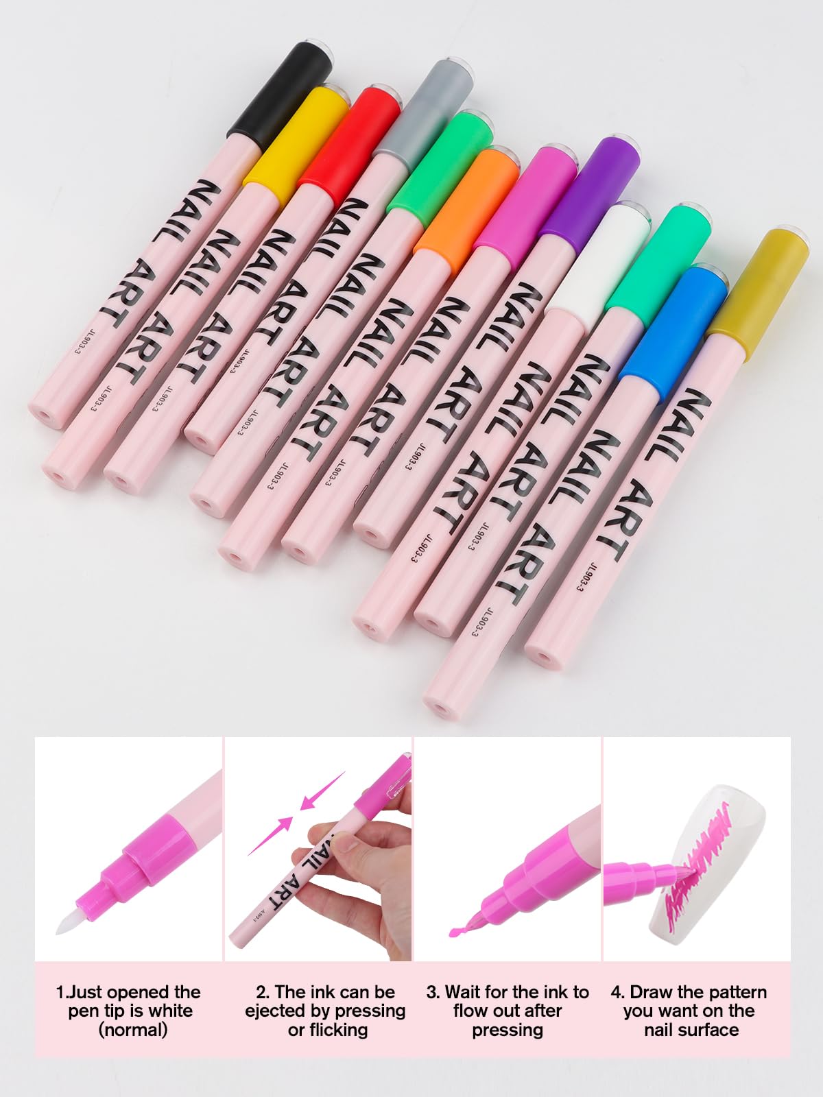 EBANKU 12 Colors Nail Art Pens Set, Christmas Nail Polish Pen Quick Drying 3D Acrylic Paint Pen Nail Markers for Christmas Nail Art Painting Point Dotting Liner Pen Manicure Tools Nail Design
