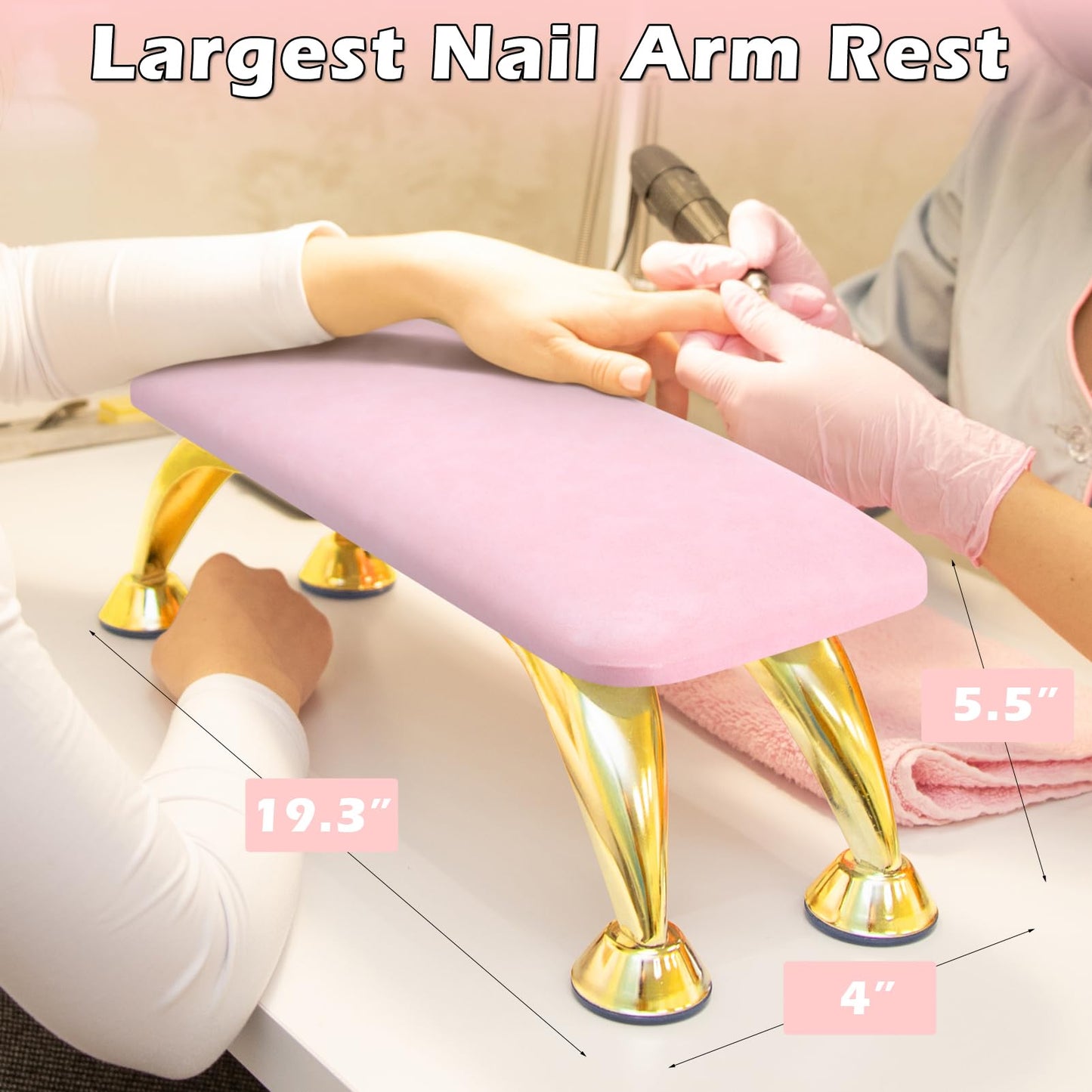 Arm Rest for Nails Tech, Pink Nail Arm Rest Manicure Hand Rest