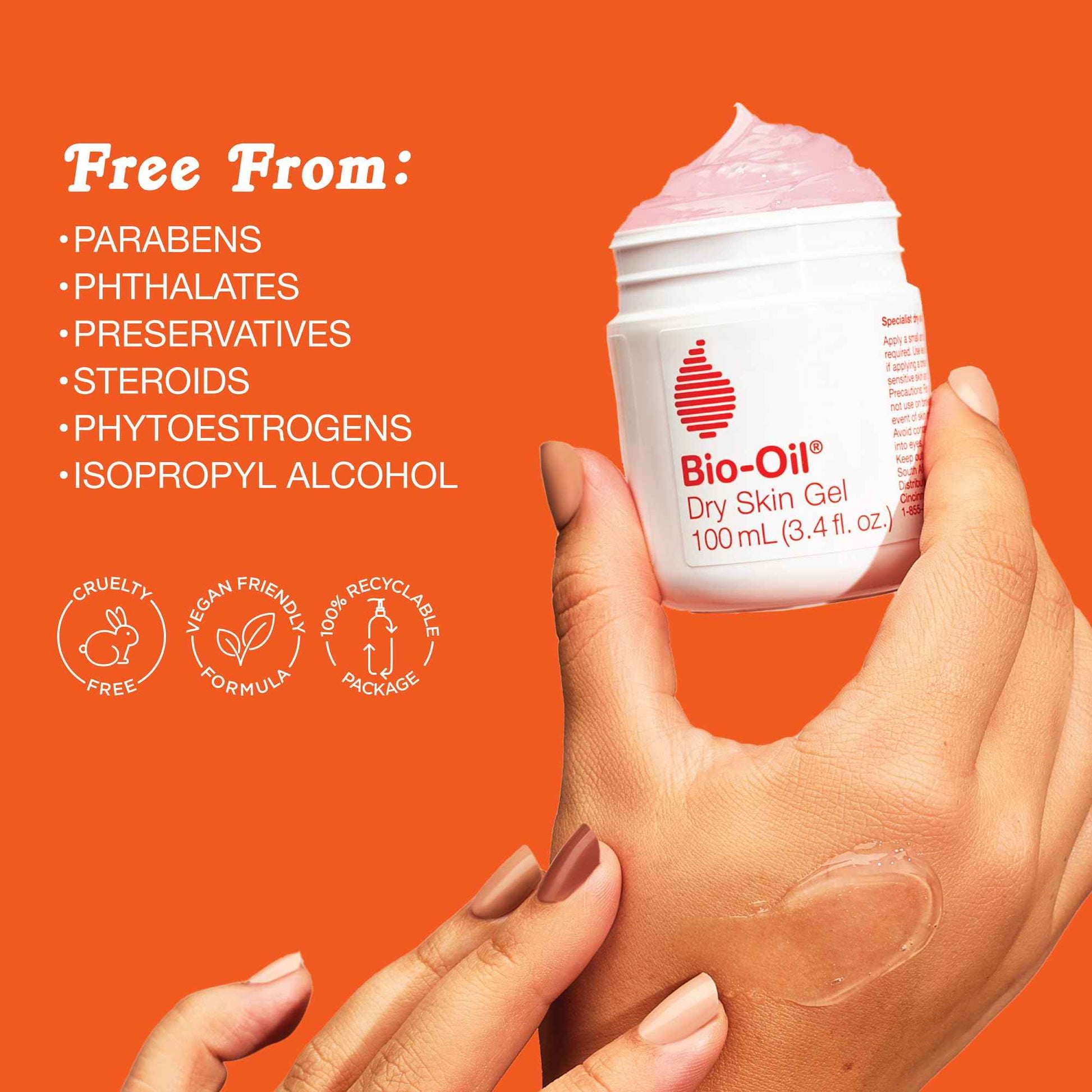 Bio-Oil Dry Skin Gel, Face and Body Moisturizer, Fast Absorbing Hydration, with Soothing Emollients and Vitamin B3, Non-Comedogenic, 6.7 Oz