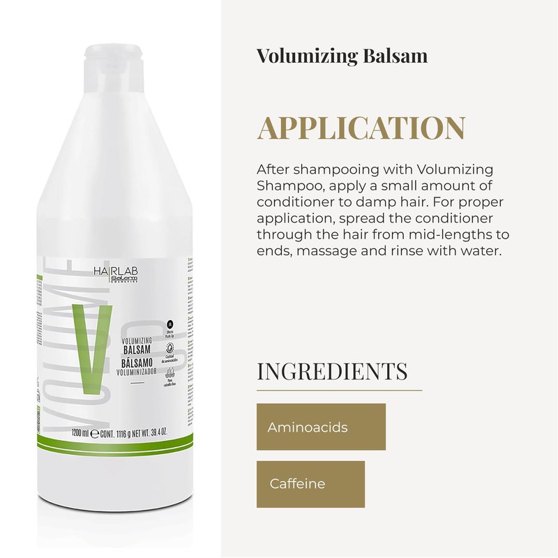 SALERM - Volume Conditioner - Volumizing Hair Lab - 1200 ml - with Caffeine and Amino Acids - for Fine and Limp Hair - Adds Body and Volume to Hair - Paraben-Free