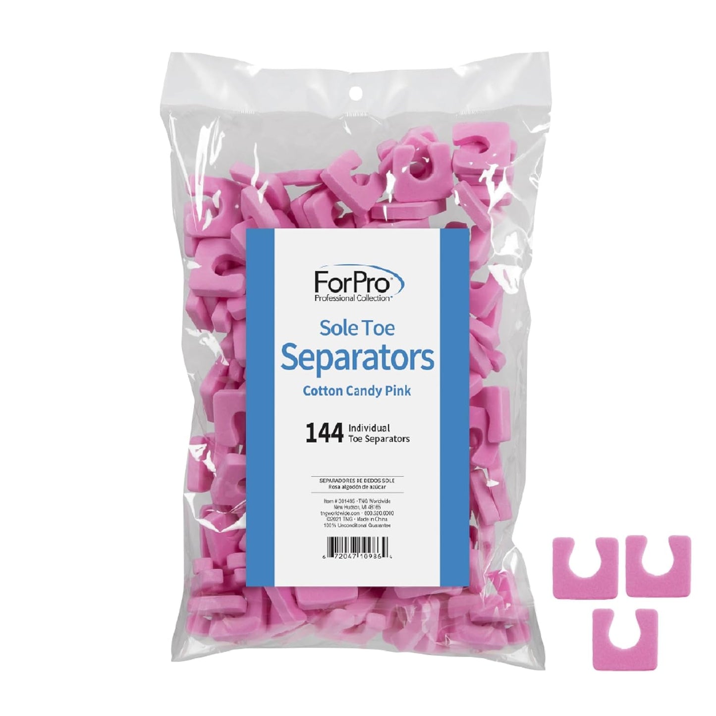 ForPro Sole Toe Separators - Black Luxurious Foam Separators - Individual Toe Separators for Pedicures â€“ 144-Count