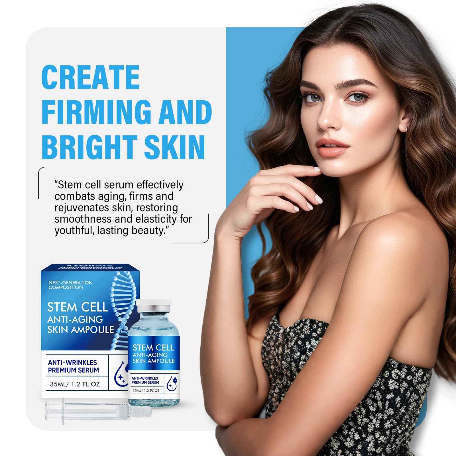 Stem Cell Anti-Aging Serum - Firm, Hydrate, and Renew Your Skin for a Youthful Glow,Strengthens and Moisturises Skin，Use with and Without MicroNeedling, Anti Aging & Smooth Wrinkles