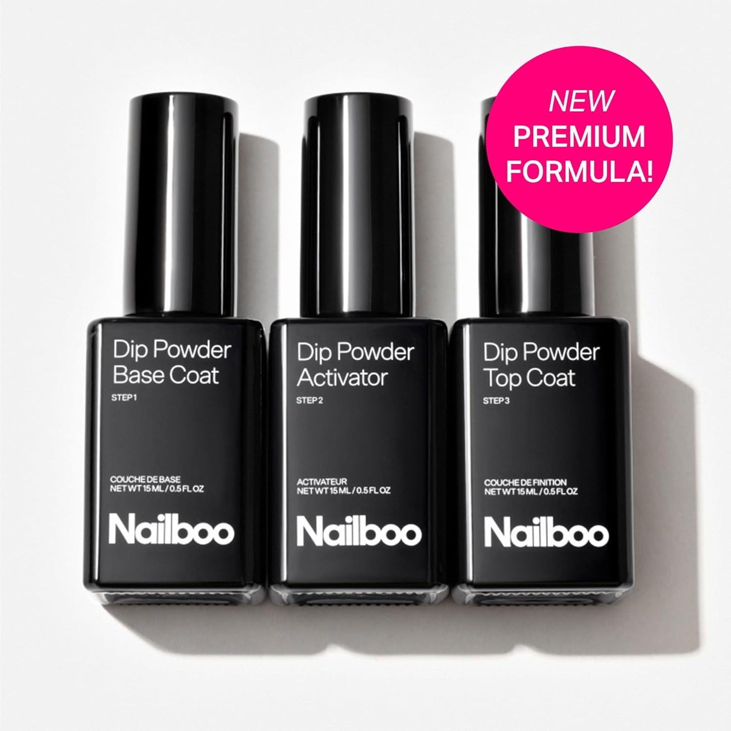 Nailboo Dip Powder Liquid Set - Premium DIY Manicure Kit with Top Coat, Base Coat & Activator | 0.5 Fl Oz (3 Pack)