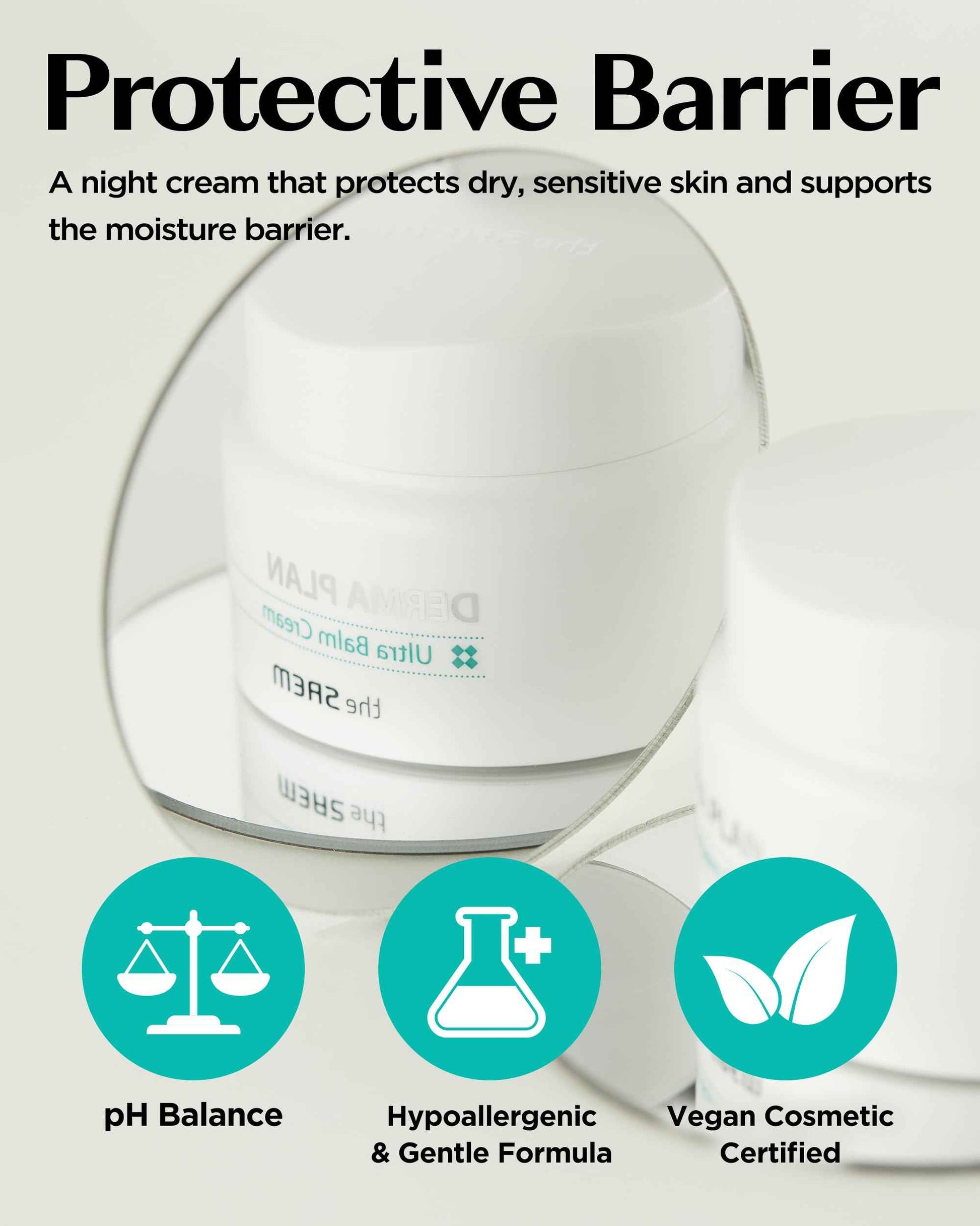 THESAEM Derma Plan Ultra Balm Cream 60ml / 2.02oz - Ceramide and Shea Butter Intensive Hydrating and Soothing Facial Cream, Vegan and Hypoallergenic Skin Care