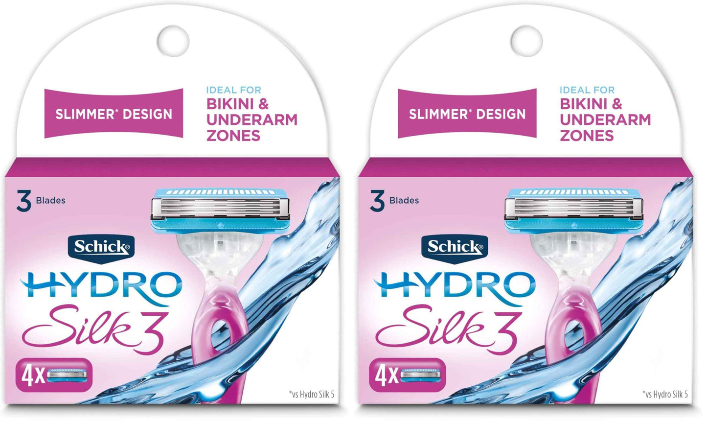 Schick Hydro Silk 3 Razor Blades Refills for Women, 4 Count (Pack of 2)