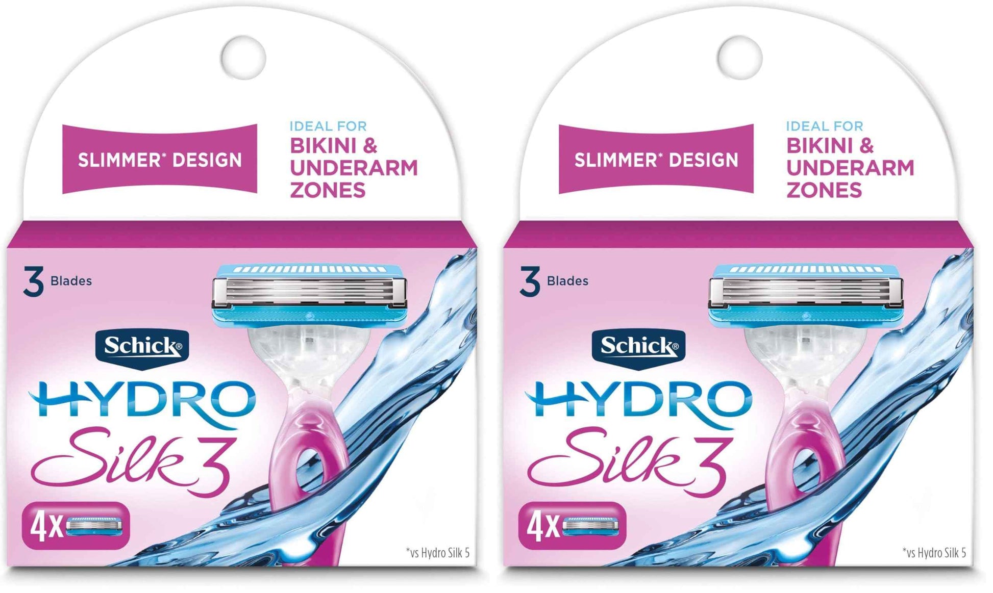 Schick Hydro Silk 3 Razor Blades Refills for Women, 4 Count (Pack of 2)