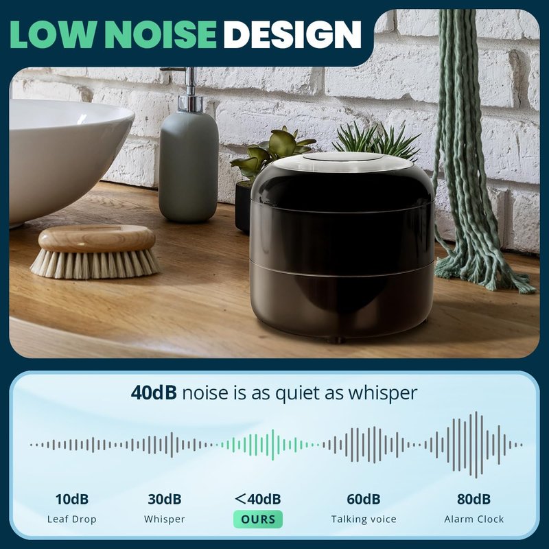 Ultrasonic Cleaner for Retainers & Dentures - Black 45kHz Deep Cleaning Technology, 2 Timer Modes (3/6 Min), Portable 180ML Stainless Steel Tank for Dental Care & Jewelry