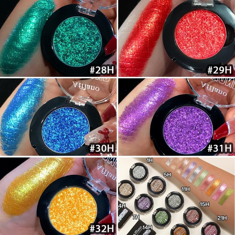 Red Glitter Eyeshadow - Highly Pigmented Shimmer Makeup for Bold Looks | Long-Lasting Waterproof Burgundy Fine Glitter