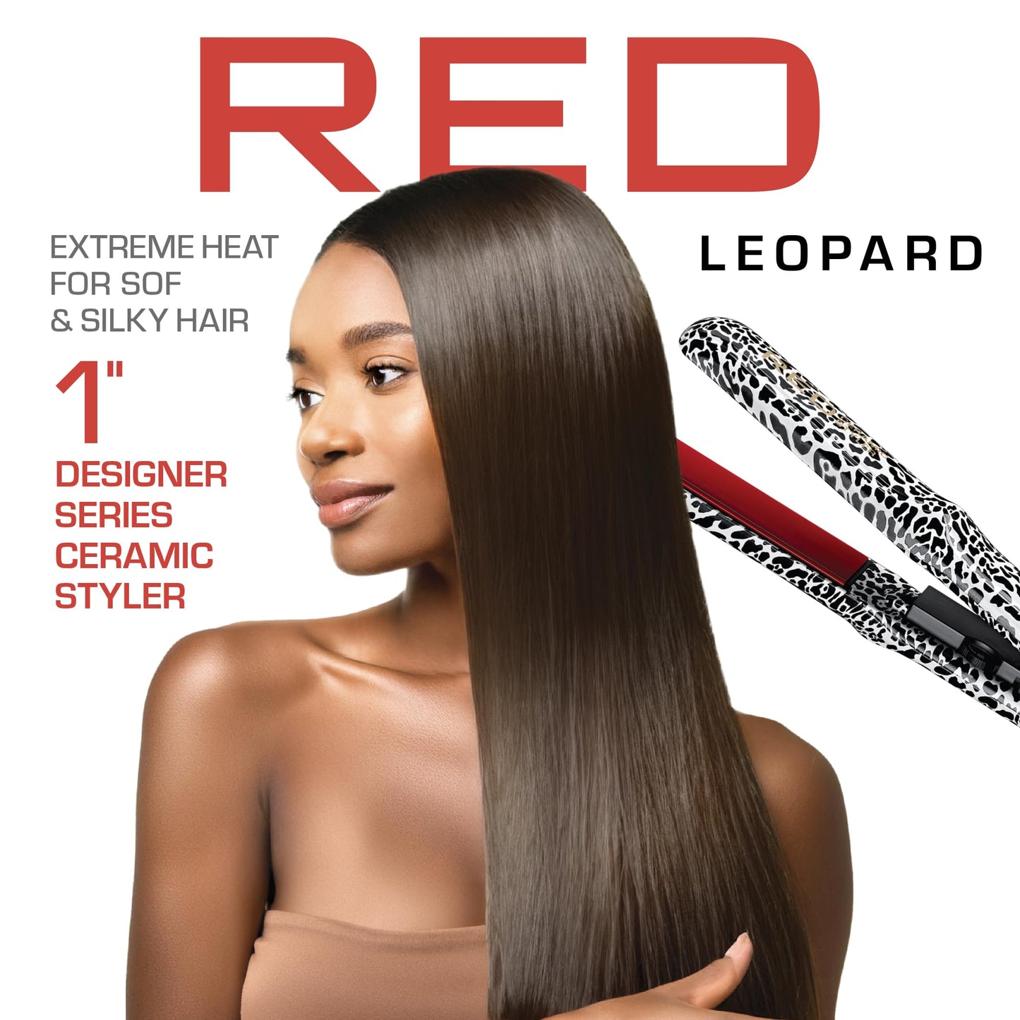 Red by Kiss 1" Designer Series Ceramic Styler Flat Iron – 450°F Max Heat, Variable Heat Control, 1 Inch Flat Iron for Soft & Silky Hair, 360° Swivel Cord, Frizz-Free, Professional Styling Tool
