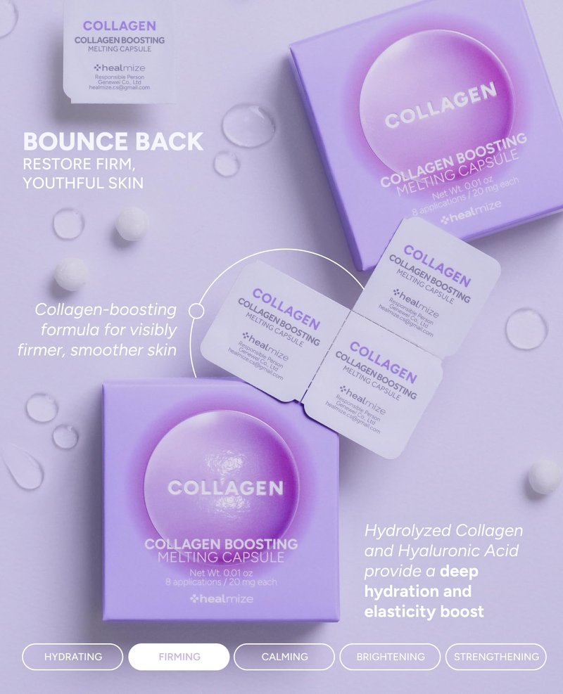 Healmize Collagen Boosting Melting Snowball Capsule (30ea) – 660,000ppm Hyaluronic Acid & 261,905ppm Hydrolyzed Collagen – Firm, Smooth, and Hydrated Skin – Freeze-Dried Capsule for Elasticity & Glow