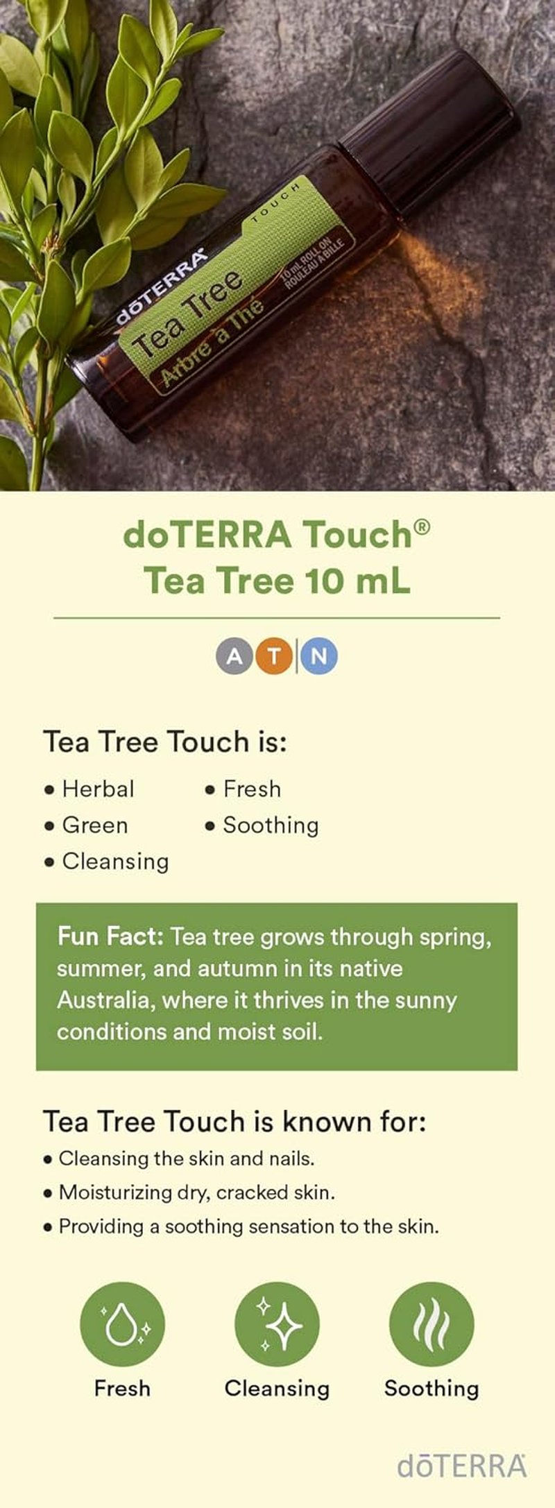 doTERRA Melaleuca (Tea Tree) Touch Essential Oil - 10 mL Roll-On for Skin Soothing & Wellness