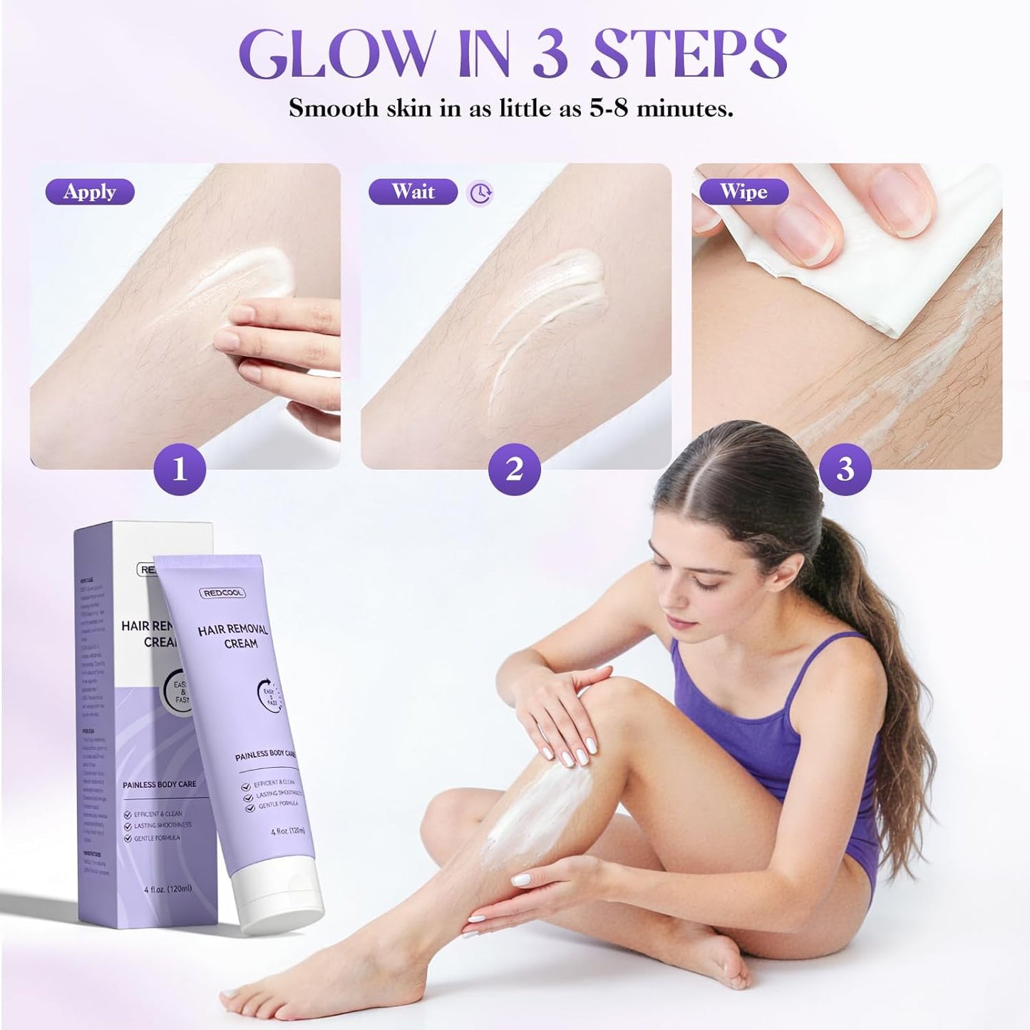 Gentle Hair Removal Cream for Sensitive Skin - Ideal for Legs, Arms & Bikini Area | Includes Spatula Applicator, 1 Count