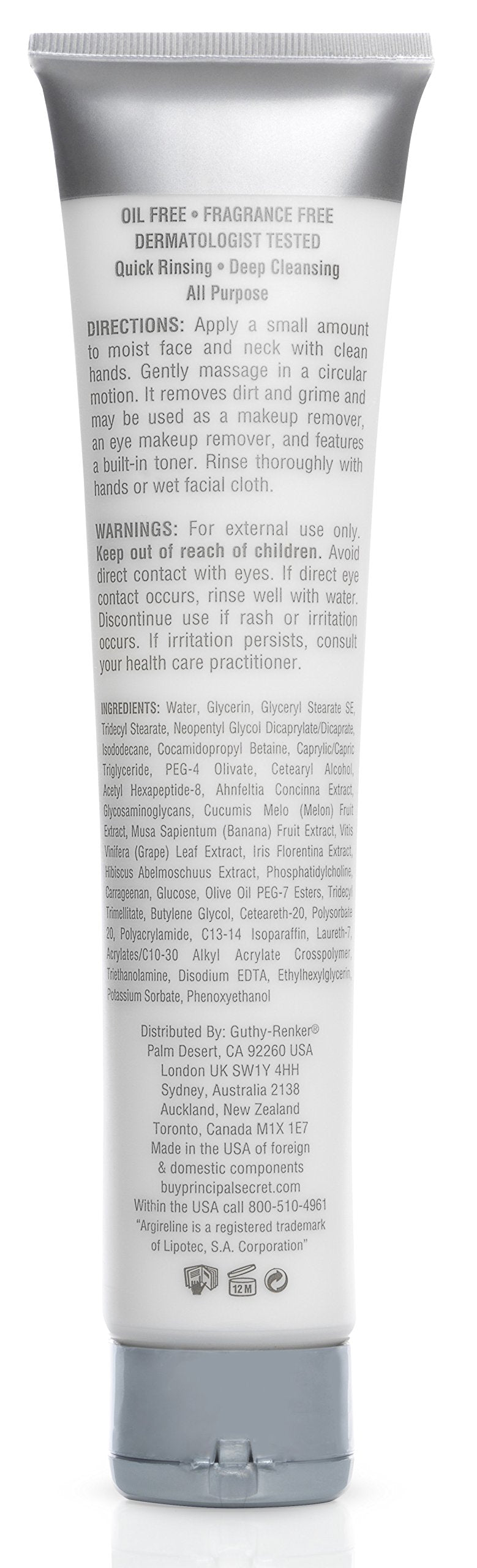 Principal Secret Reclaim Total Facial Cleanser with Argireline Molecular Complex | Anti Aging Face Wash for Women, Removes Makeup, Tones & Preps Skin – 6 oz