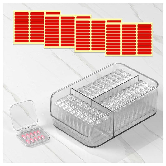 30 Pcs Press On Nail Storage Box Container False Nail Organizer Acrylic Display Case Packaging Box with a Large Stackable All-In-One Box and 120 Pcs Double Sided Adhesive Nail Display Tape